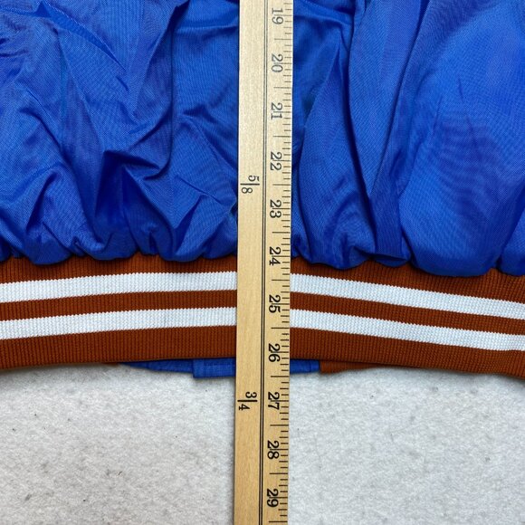 Vintage Harmony Longhorns Jacket Mens L Blue Shiny Embroidered Made In USA - Picture 13 of 13